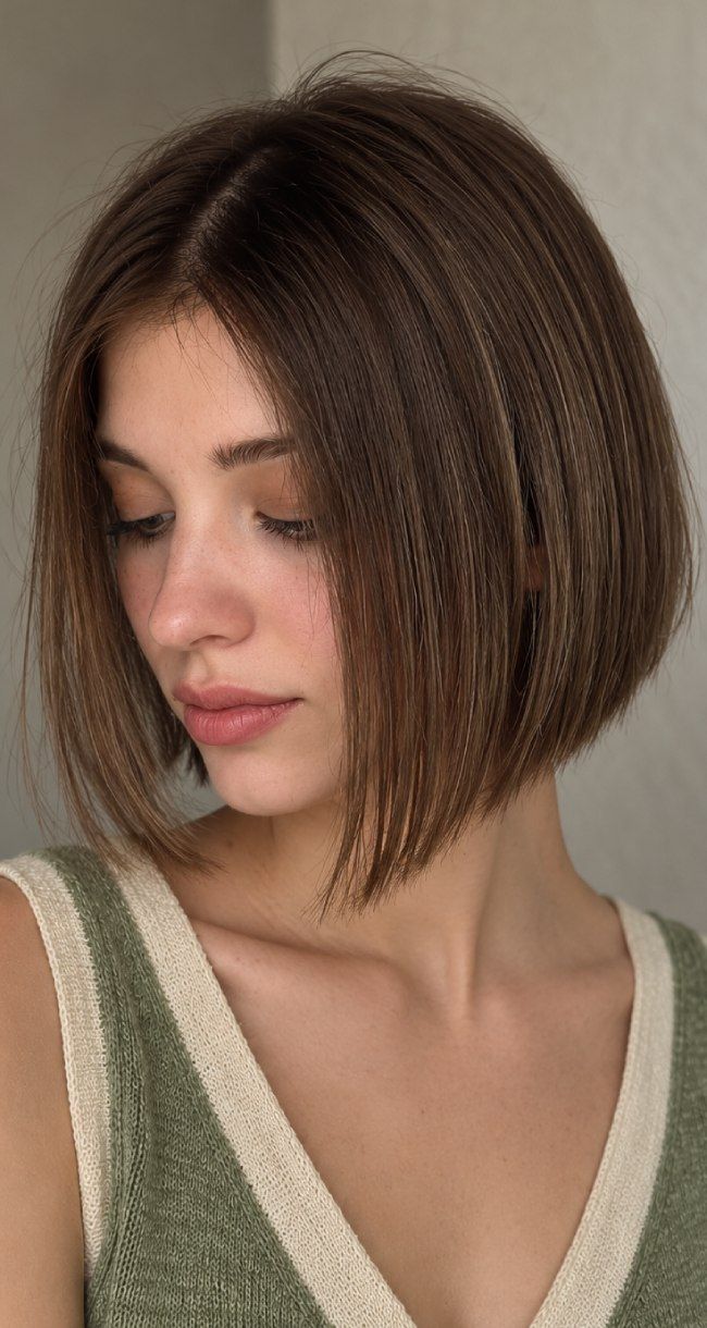 Graduated Dark Brown Bob Graduated Dark Brown Bob — A-Line Bob