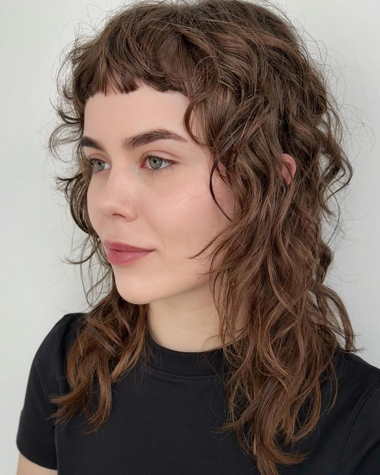 Collarbone Mullet With Micro Bangs — Natural Hair with Bangs