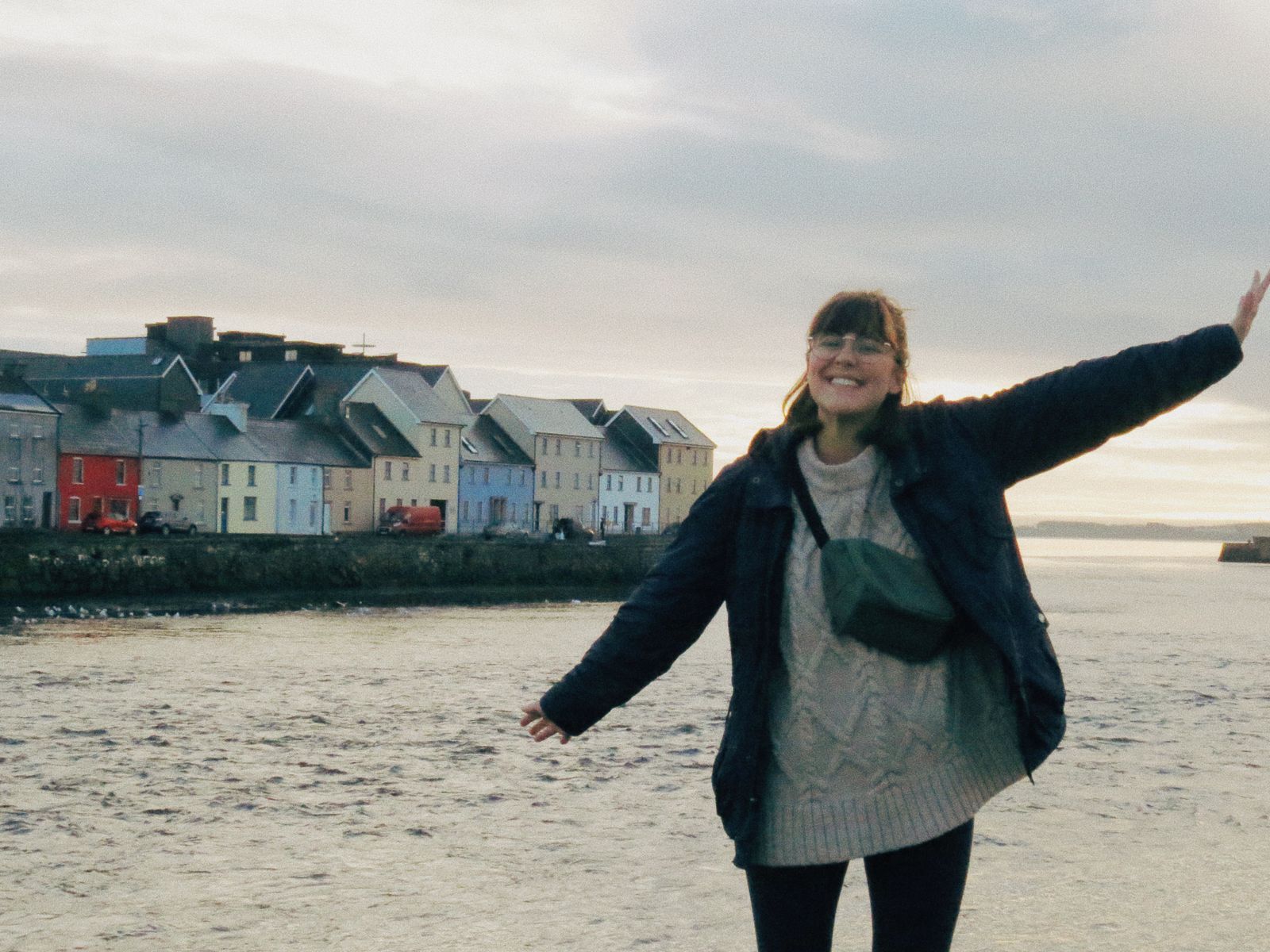 Cable-Knit Sweater and Navy Jacket for Travel — Ireland Outfits