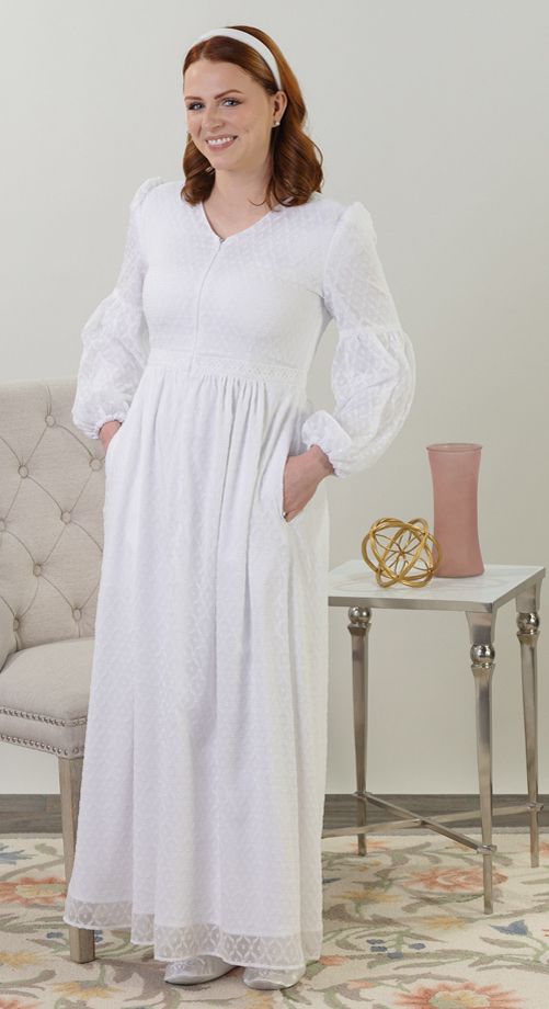 Textured Puff Sleeve Maxi Dress for Modest Formality — Modest Dresses