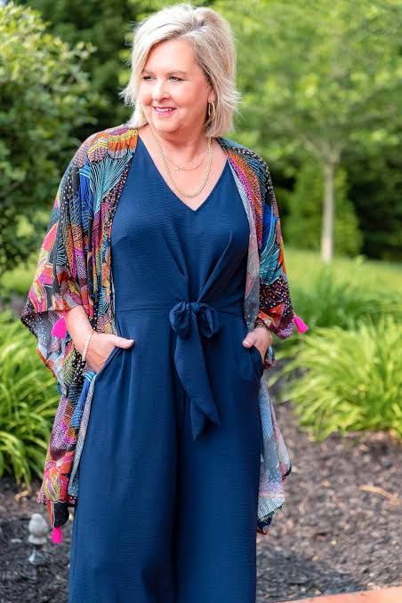 Wide-Leg Jumpsuit with Kimono: Resort Chic — Outfits for Big Arms