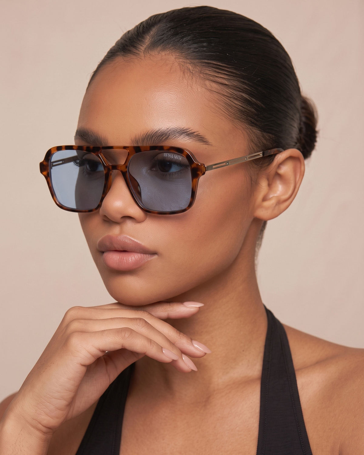 Tortoiseshell Aviators with Blue Lenses and Gold Temples — Aviator Sunglasses Women