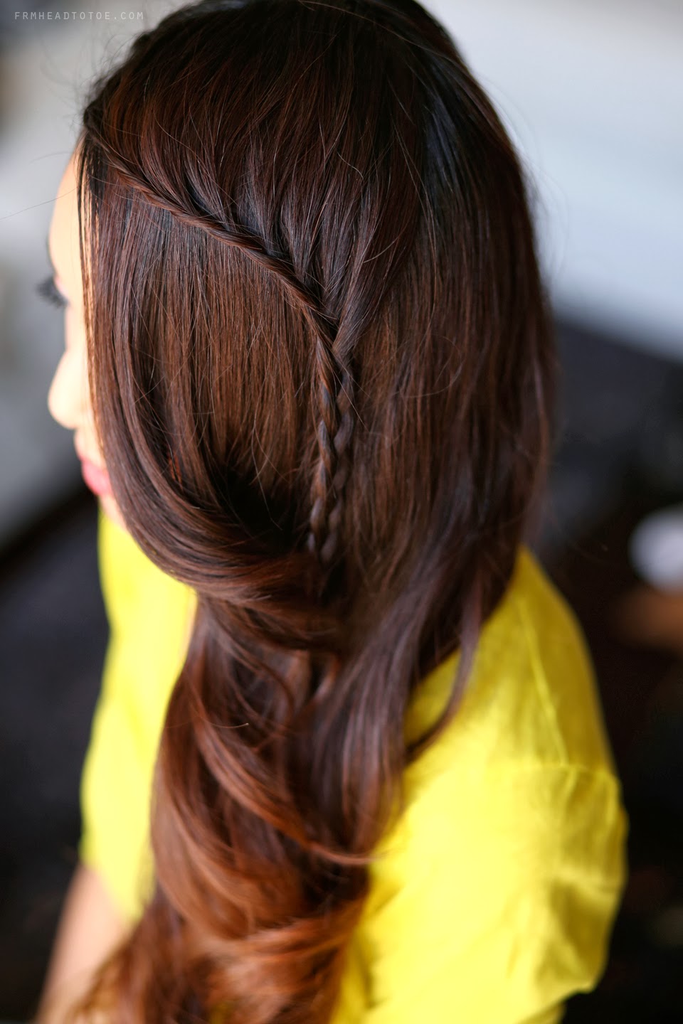 Mid-Back Thick Straight Dark Brown Waterfall Braid