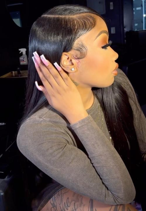 Sleek Straight Hair With Defined Edges Sleek Straight Hair With Defined Edges — Sew In with Leave Out