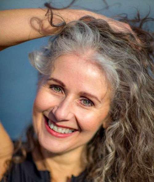 Mid-Back Gray With Dark Roots Mid-Back Gray With Dark Roots — Gray Curly Hair