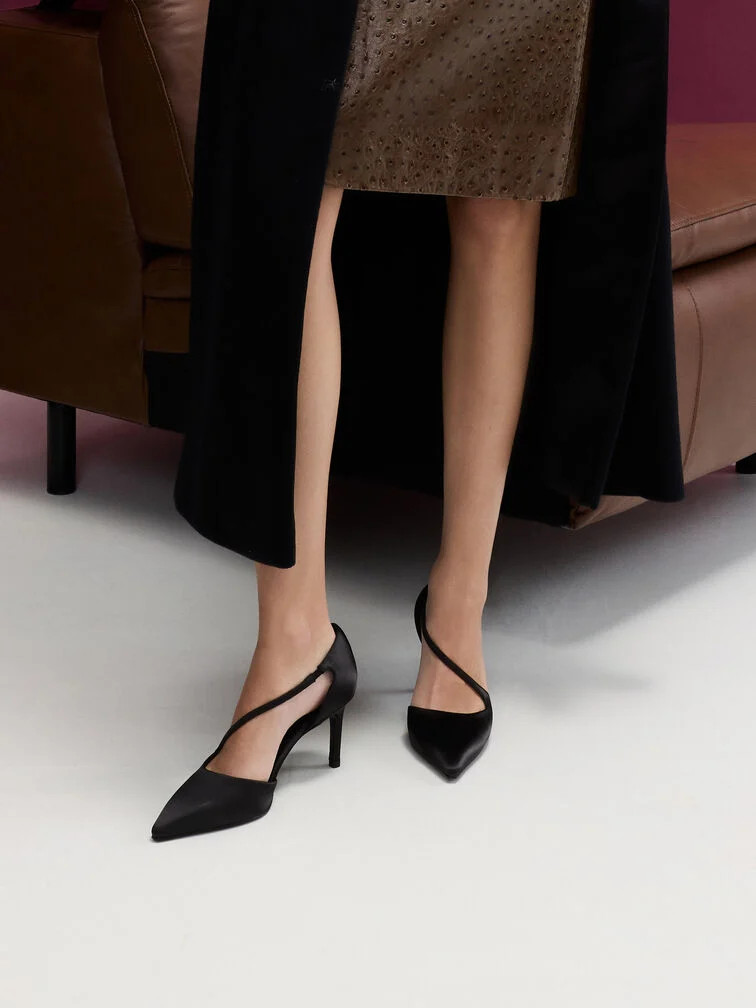 Polished Evening Look: Satin Stilettos with Midi Skirt — Stiletto Heels Outfits