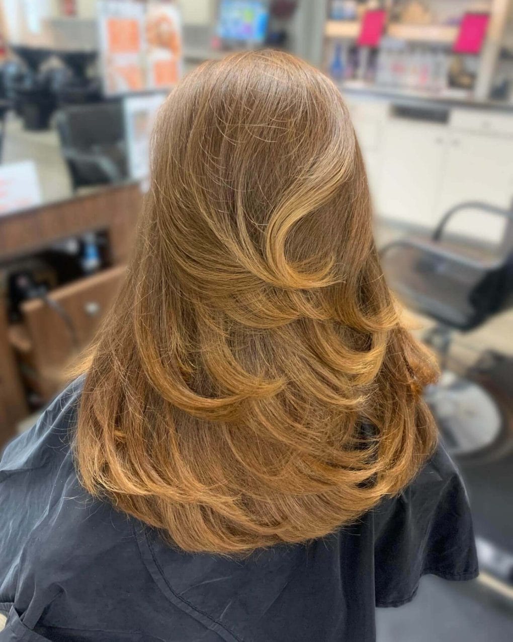 Medium Brown Layered Blowout Medium Brown Layered Blowout — 90s Hairstyles