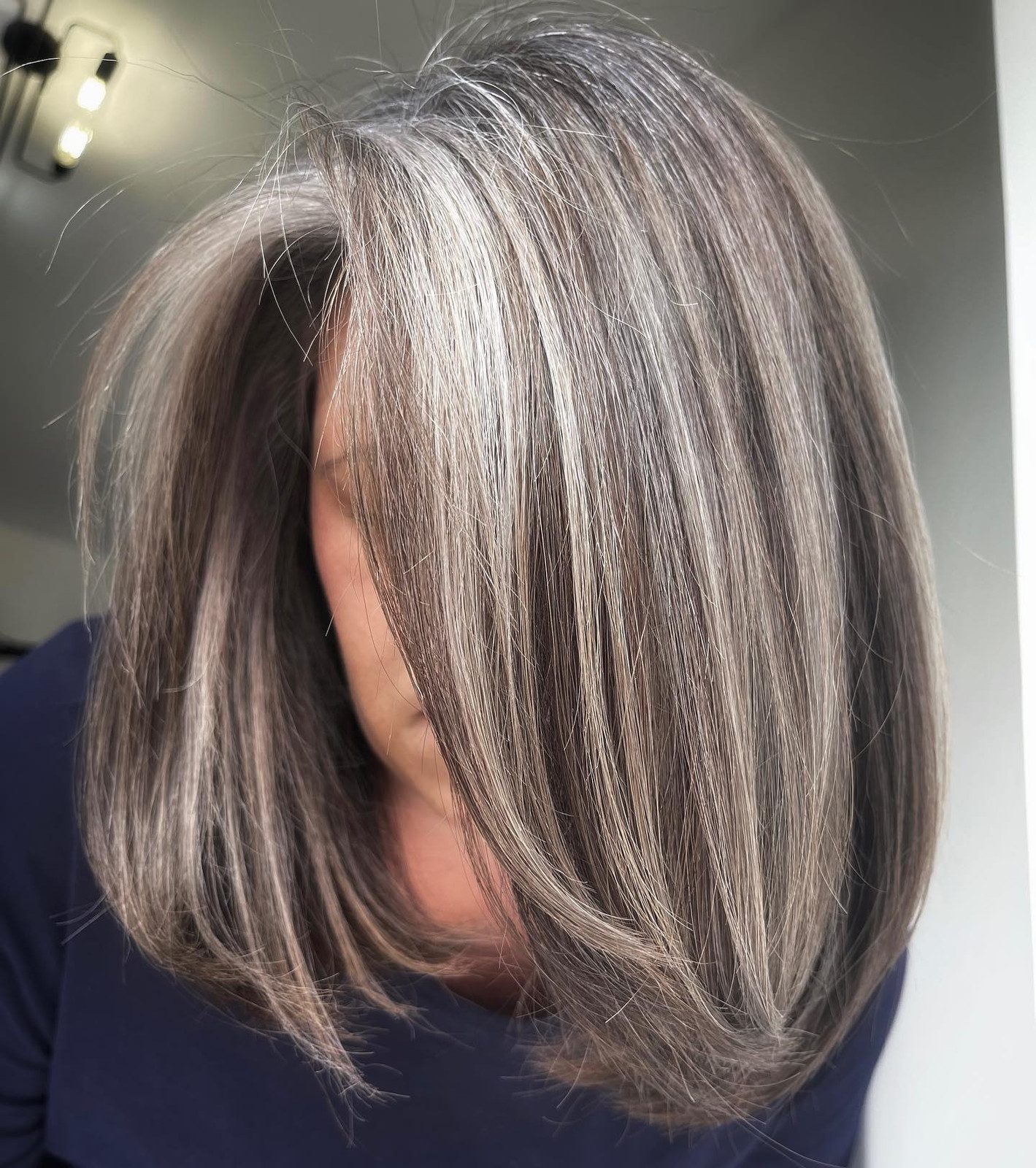 Collarbone Bob Blowout Collarbone Bob Blowout — Salt and Pepper Bob