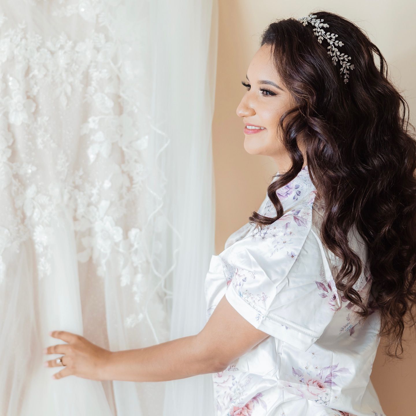 High Sleek Bun with Wispy Tendrils — Wedding Hairstyles with Tiara