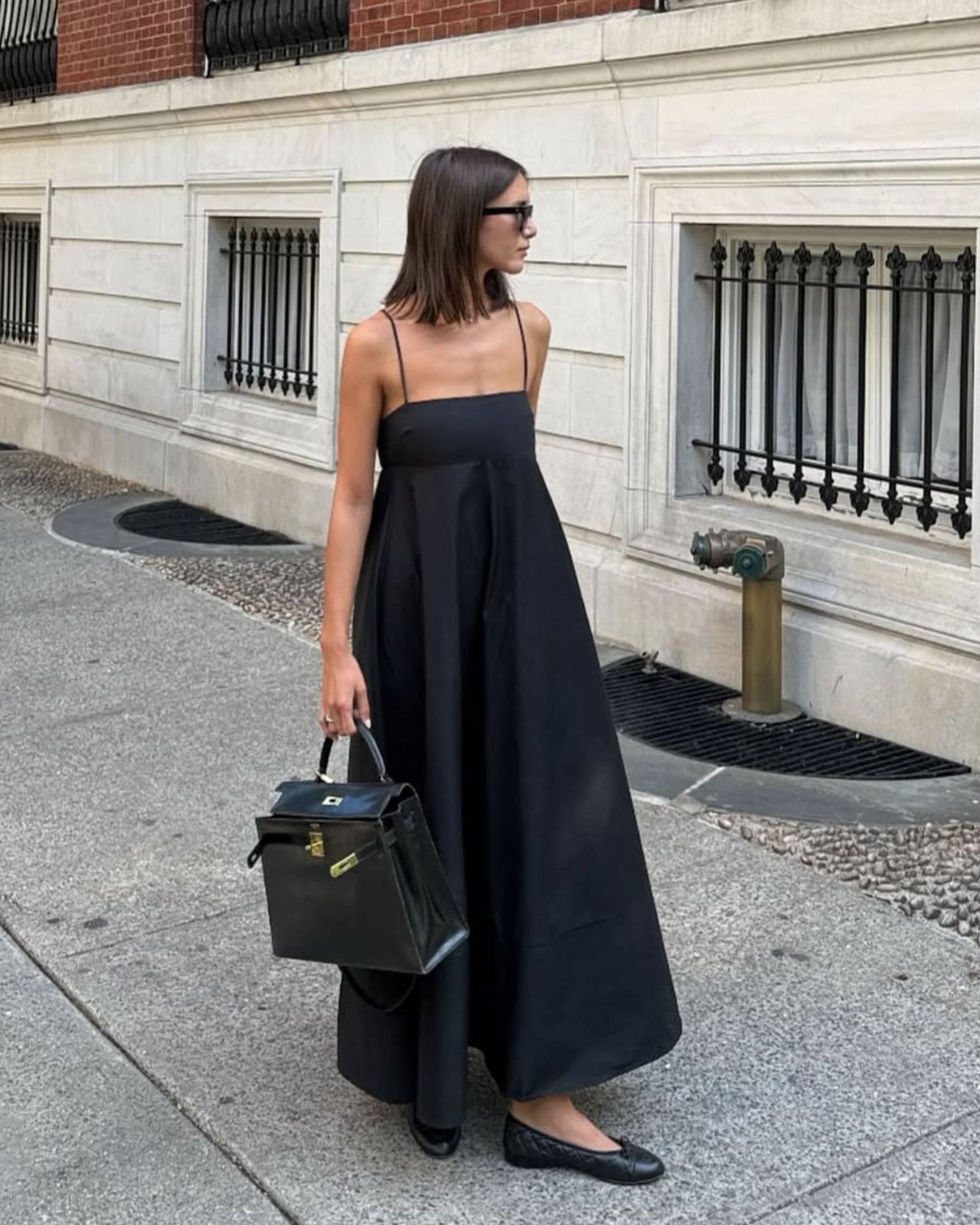 Black Sleeveless Maxi Dress with Square Neckline — Petite Dresses
