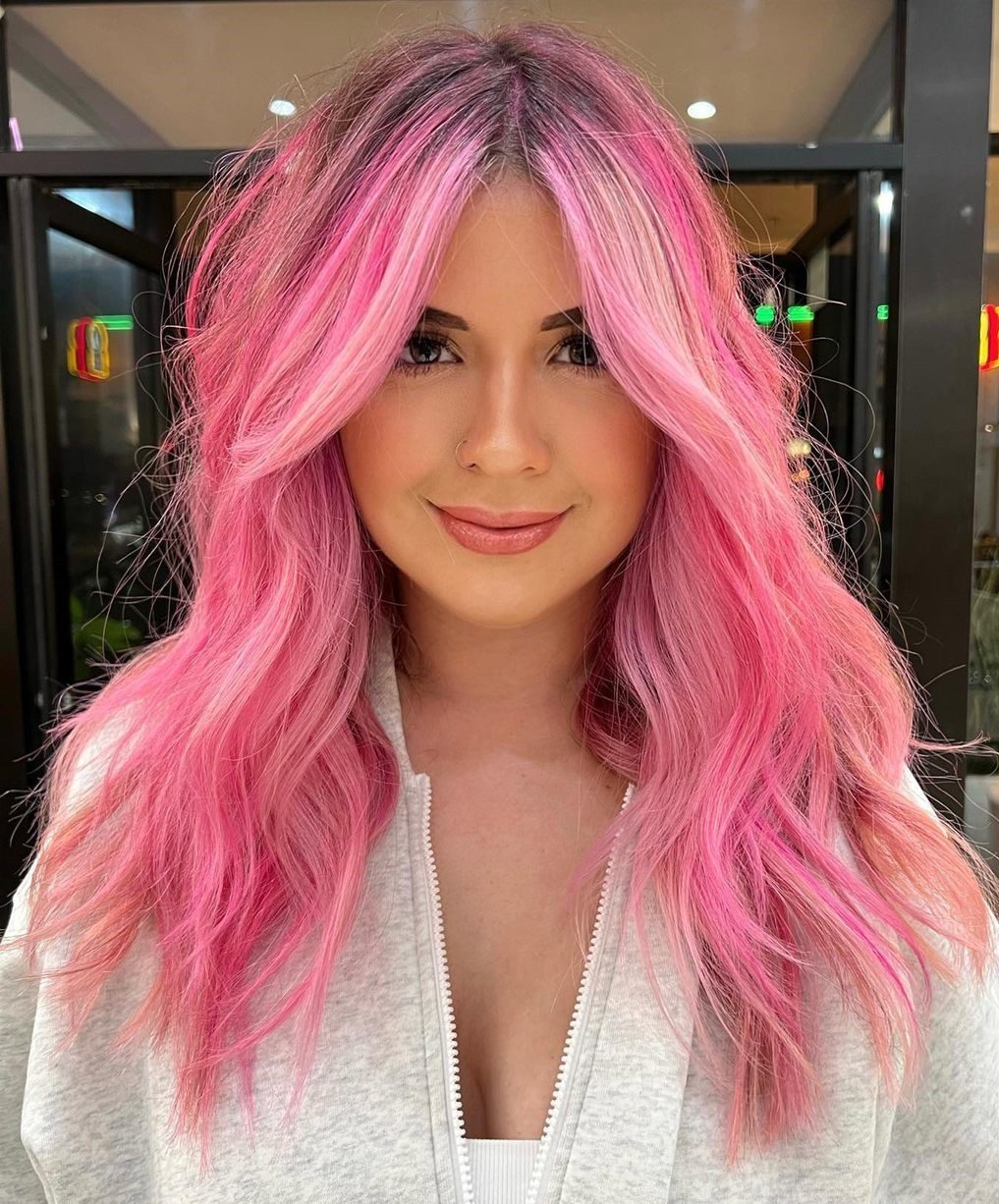 Platinum Blonde With All-Over Pink Platinum Blonde With All-Over Pink — Pink Highlights