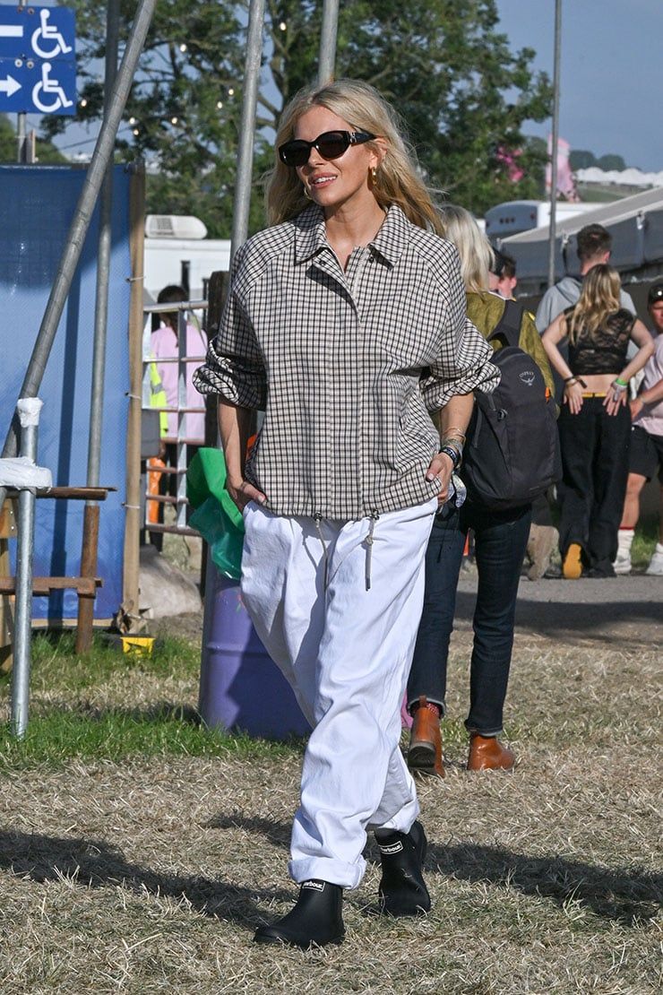 Festival Style: Checked Shirt, Linen Trousers, and Oval Sunglasses — Oval Sunglasses Outfits