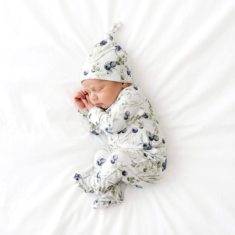 Sweet Blueberry Print Pajamas and Knot Hat Set Sweet Blueberry Print Pajamas and Knot Hat Set — Baby Outfits
