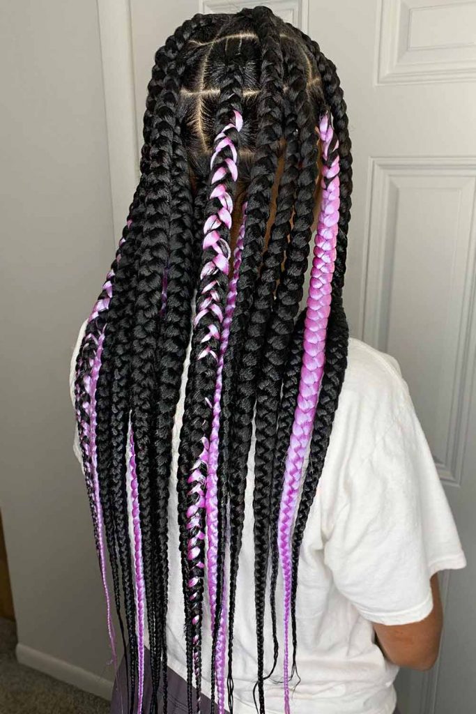 Jumbo Braids with Pink Highlights Jumbo Braids with Pink Highlights — Jumbo Knotless Braids