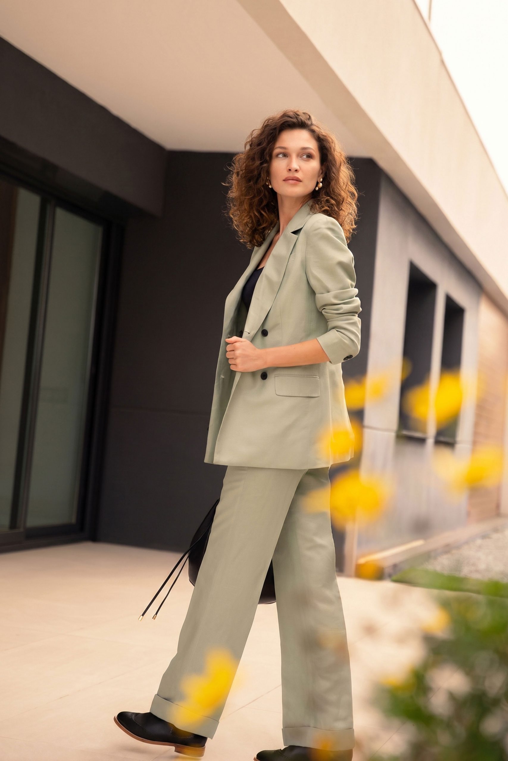 Sophisticated Sage Green Relaxed Suit — Green Outfits