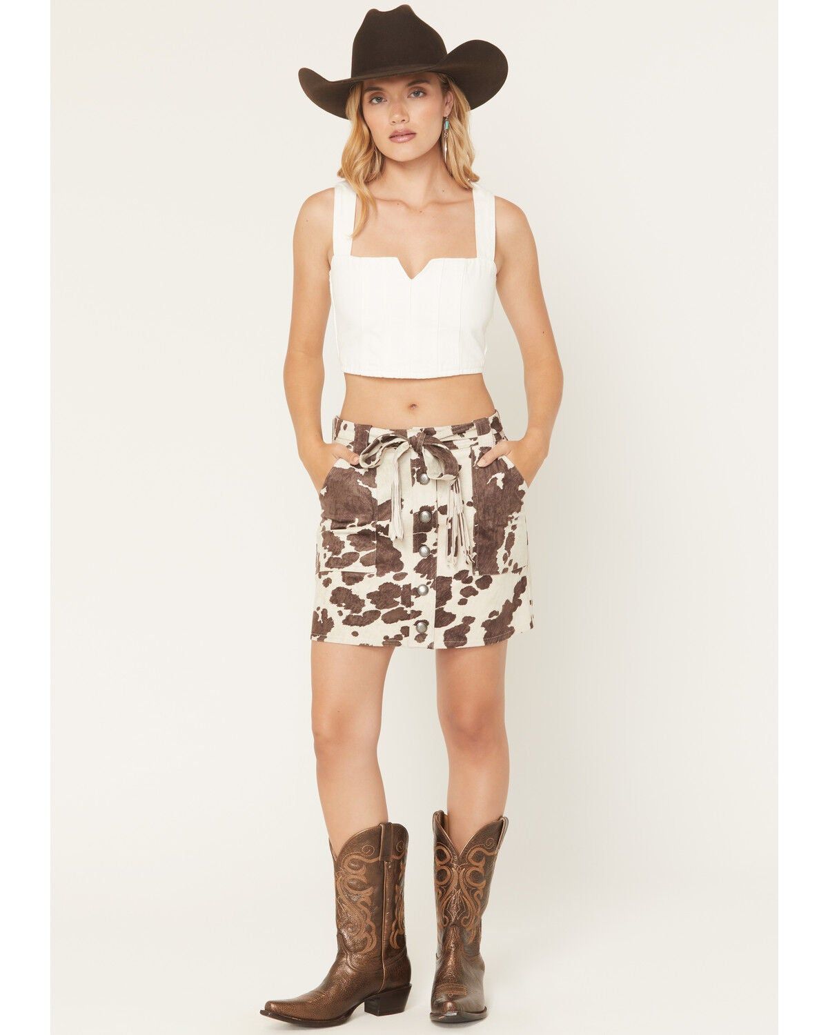Cow Print Mini Skirt with Corset Top — Ranch Outfits