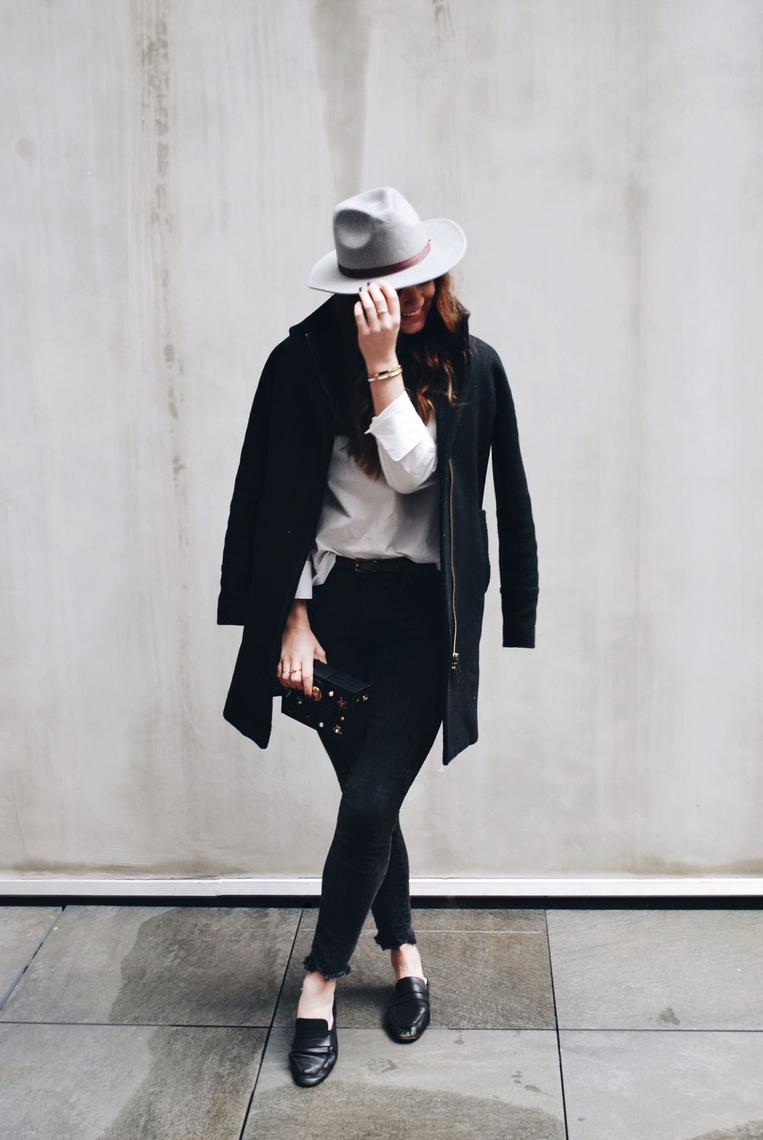 Draped Coat and Fedora for Casual Chic Draped Coat and Fedora for Casual Chic — J Crew Outfits