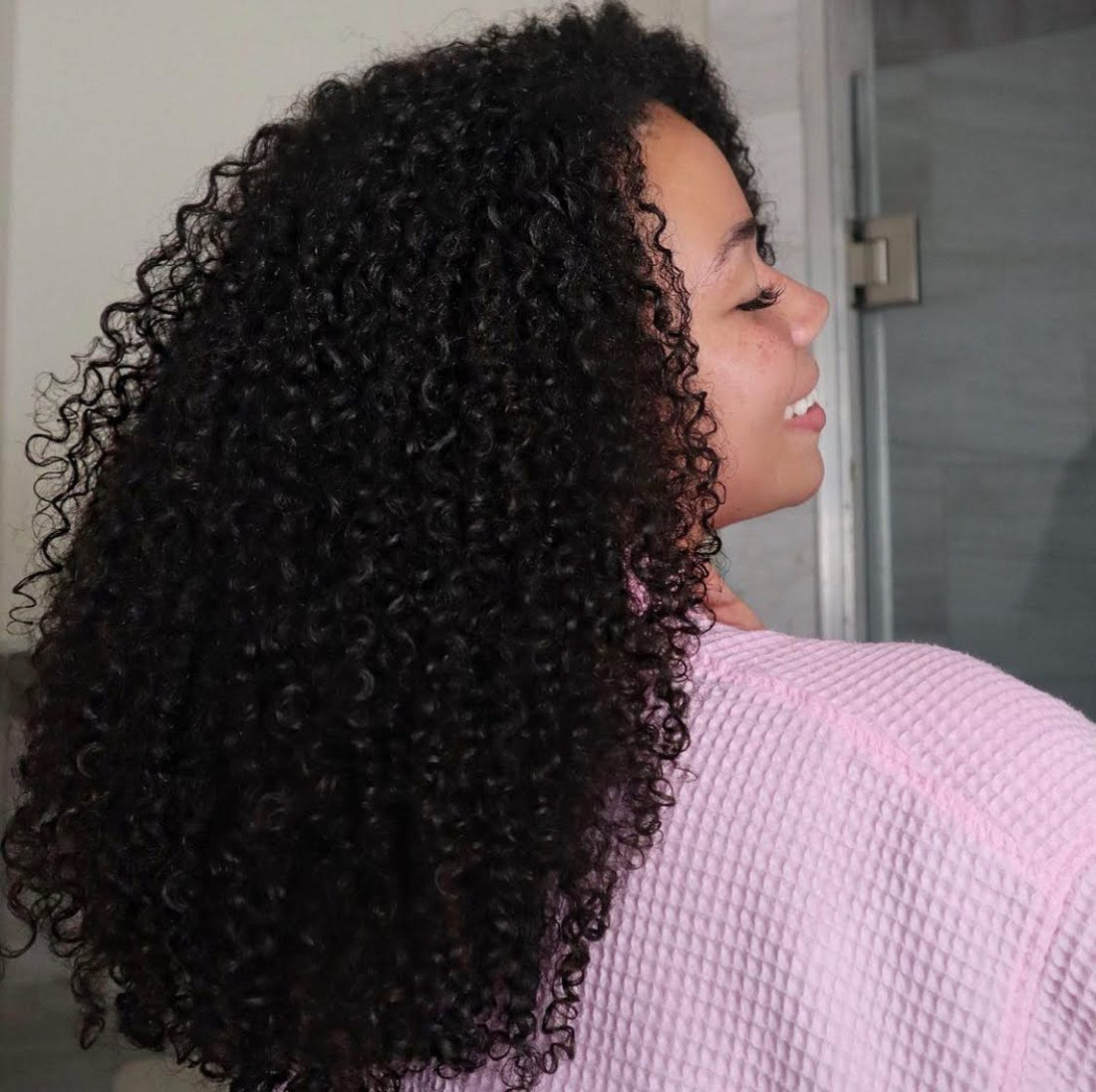 Dark Brown Shoulder-Length Air-Dried Natural Curls Dark Brown Shoulder-Length Air-Dried Natural Curls — 3C Hairstyles