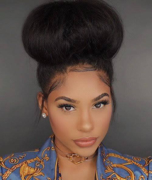 High Voluminous Bun With Soft Lighting — Natural Hair Bun