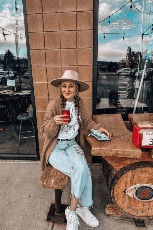 Knit Cardigan and Hat for a Cozy Brewery Day Knit Cardigan and Hat for a Cozy Brewery Day — Brewery Outfits