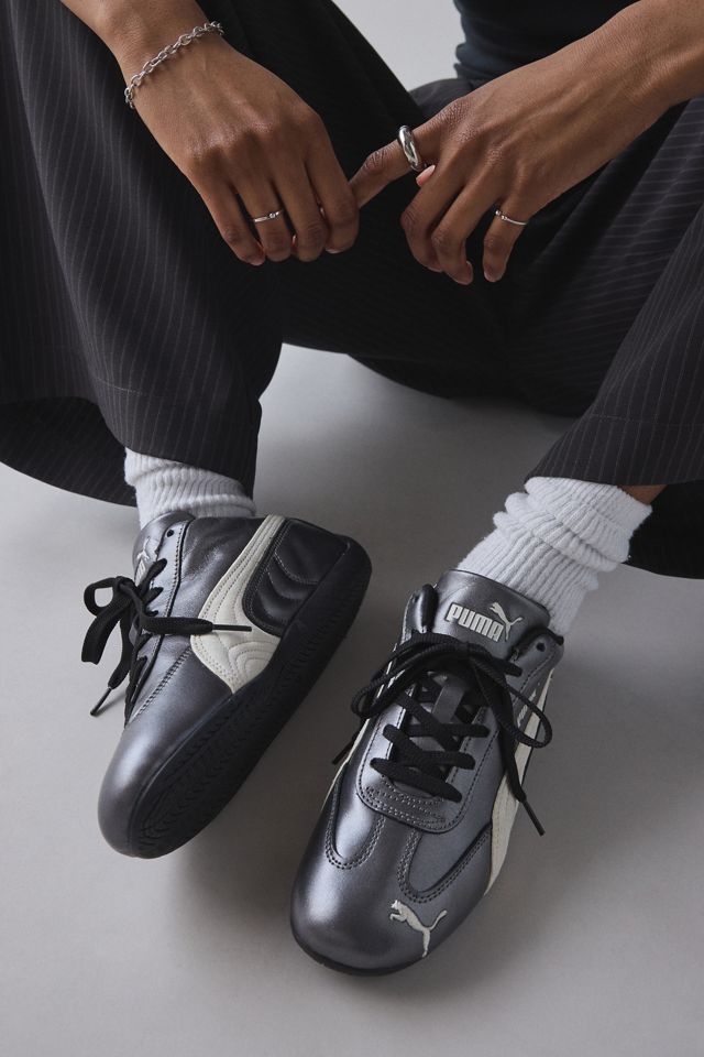 Metallic Shine: Silver Speedcats with Pinstripe Trousers Metallic Shine: Silver Speedcats with Pinstripe Trousers — Puma Speedcat Outfits