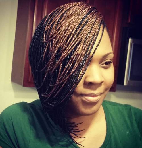 Asymmetrical Two-Tone Micro Braids Asymmetrical Two-Tone Micro Braids — Braided Bob