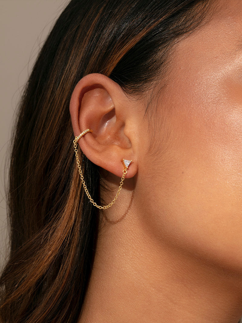 Chain-Connected Gold Ear Cuff and Stud Chain-Connected Gold Ear Cuff and Stud — Ear Cuffs