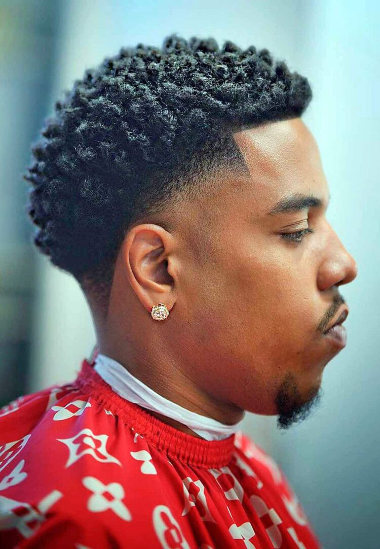 Fade With Textured Curls and Sharp Line — Black Men Haircuts