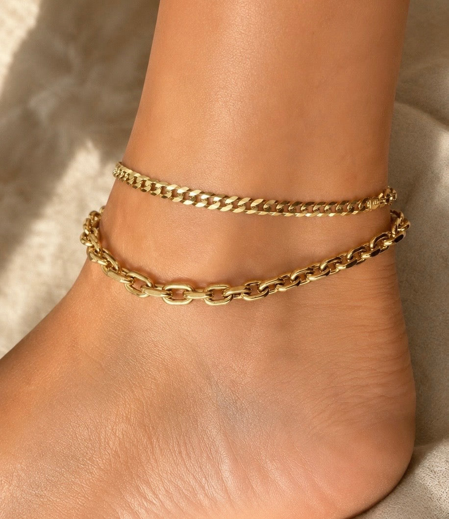Casual Beach Double Layered Gold Anklets Casual Beach Double Layered Gold Anklets — Anklets Outfits