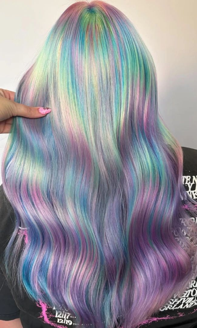 Thick Wavy Mid-Back Blend Thick Wavy Mid-Back Blend — Pastel Rainbow Hair