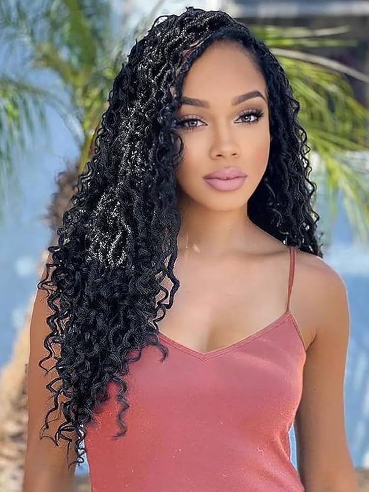 Loose Wavy Black Goddess Locs Loose Wavy Black Goddess Locs