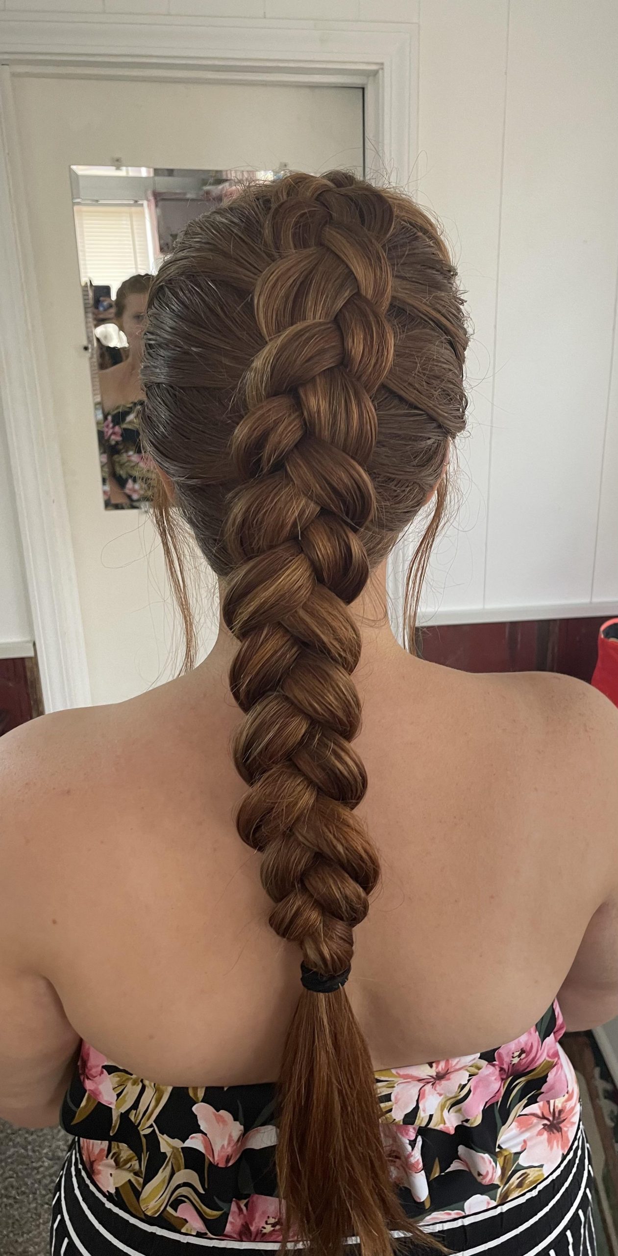 Medium Brown Wavy French Braid