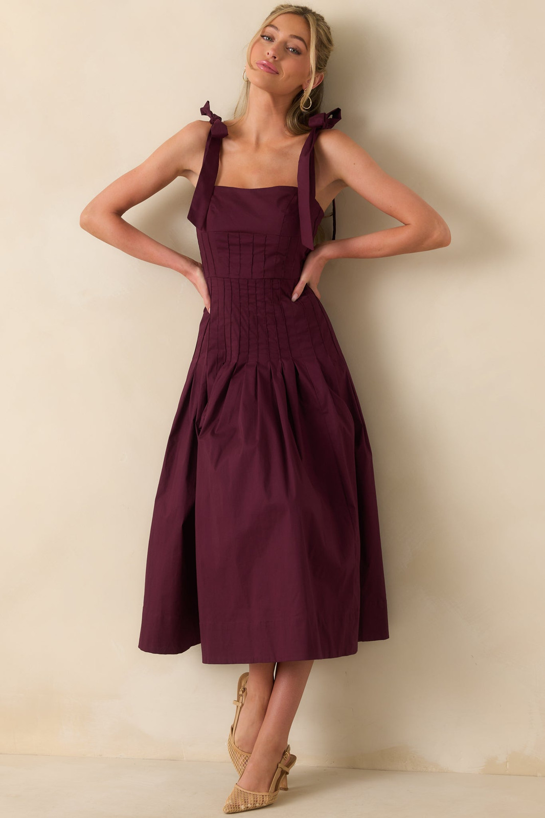 Deep Purple Cotton Fit-and-Flare Drop Waist Dress Deep Purple Cotton Fit-and-Flare Drop Waist Dress — Drop Waist Dresses
