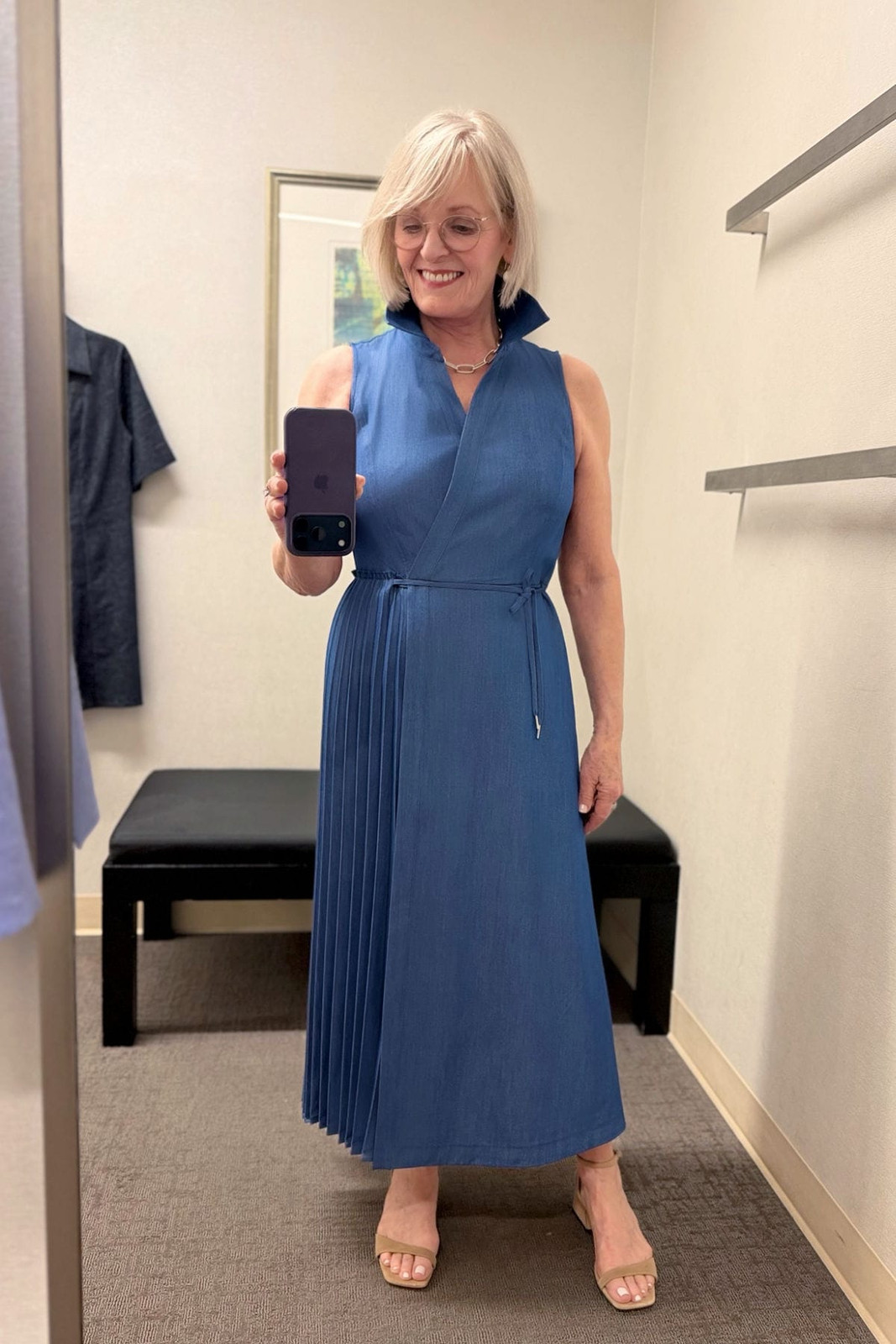 Sleeveless Denim Wrap Dress for Effortless Style — Outfits for Broad Shoulders