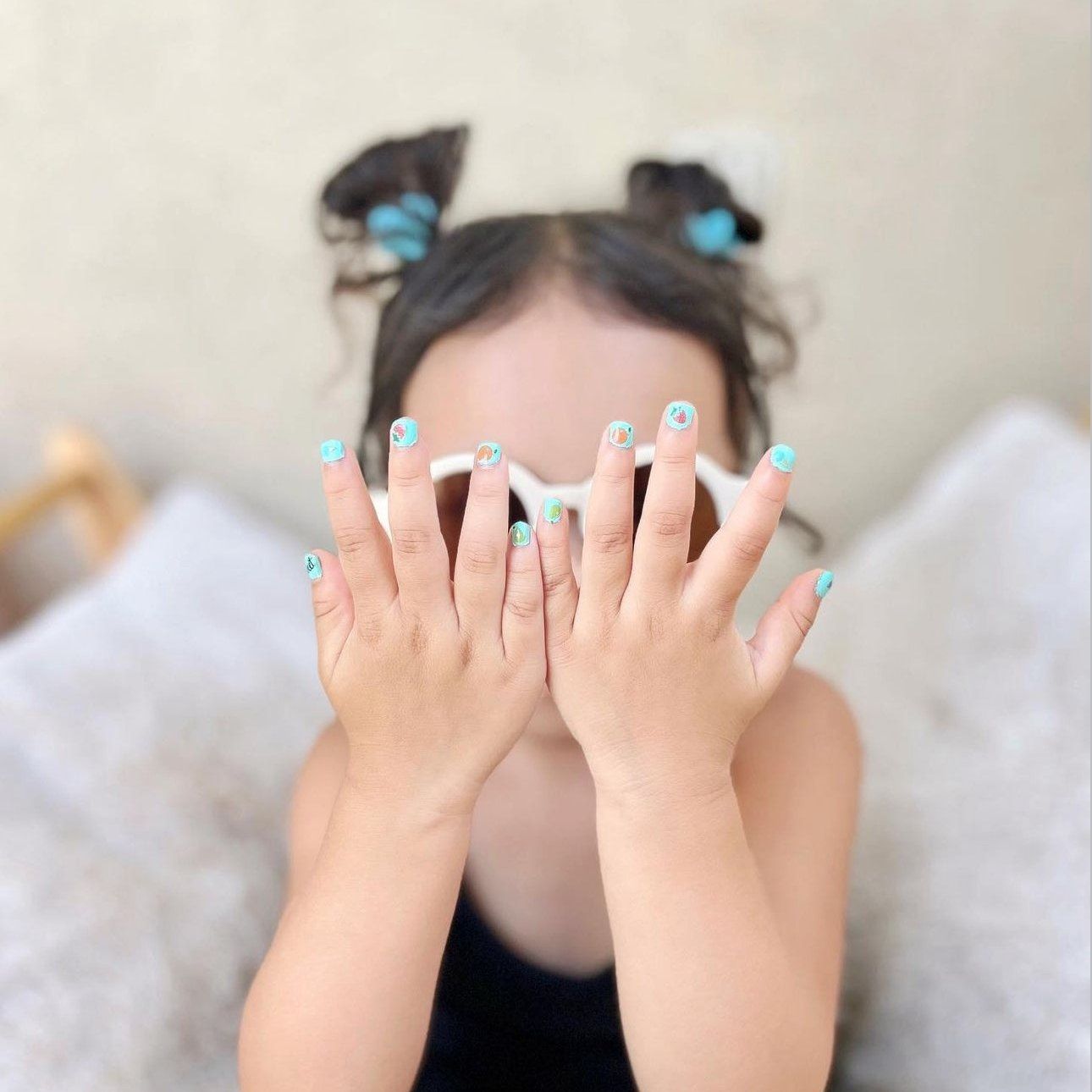 Princess Turquoise with Royal Decals — Nails for Little Girls