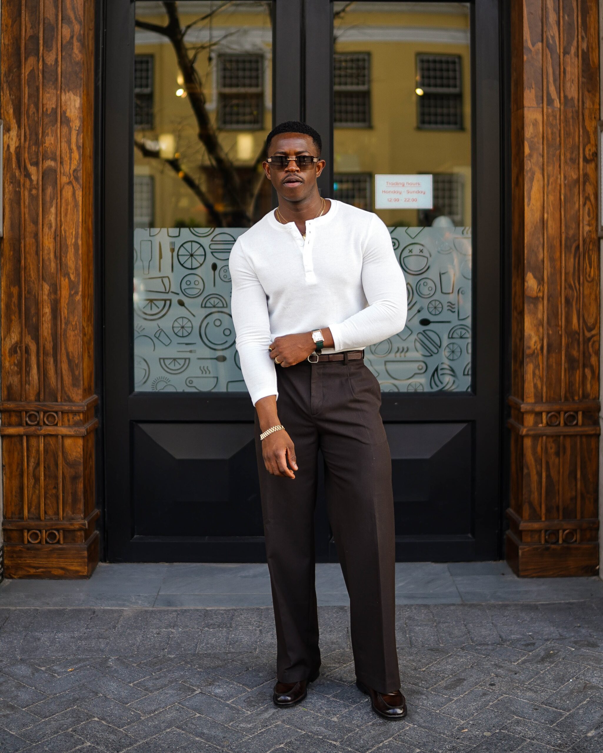 Henley Shirt with Wide-Leg Trousers Henley Shirt with Wide-Leg Trousers — Outfits for Men