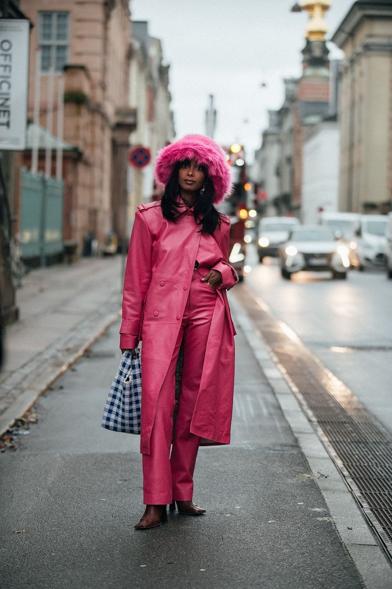 Hot Pink Leather Trench Coat and Trousers Hot Pink Leather Trench Coat and Trousers — Copenhagen Outfits