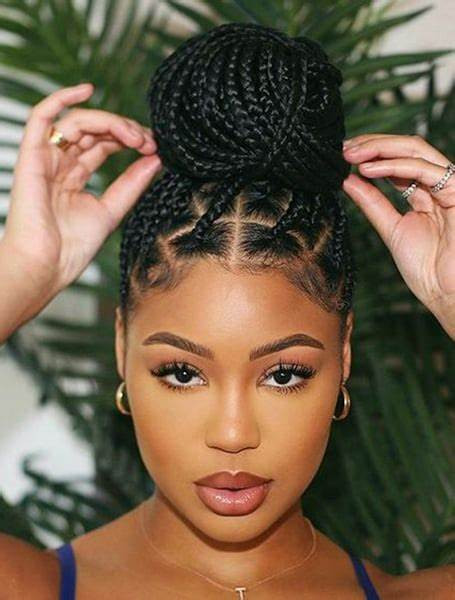 Sculpted Black Braided Bun Sculpted Black Braided Bun — Knotless Braids Bun