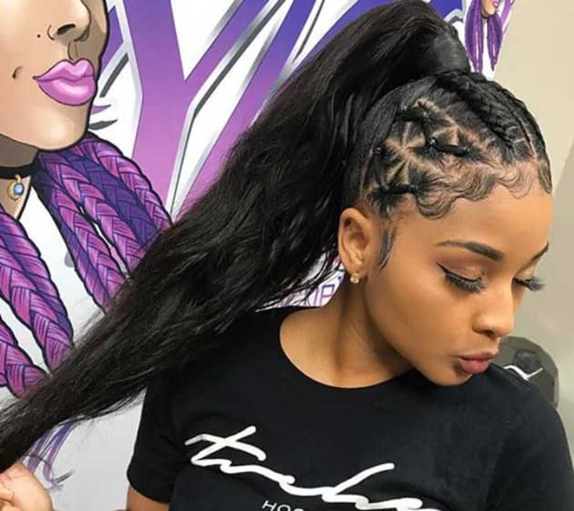 Zig-Zag Braids With Wavy Extensions — Braided High Ponytail