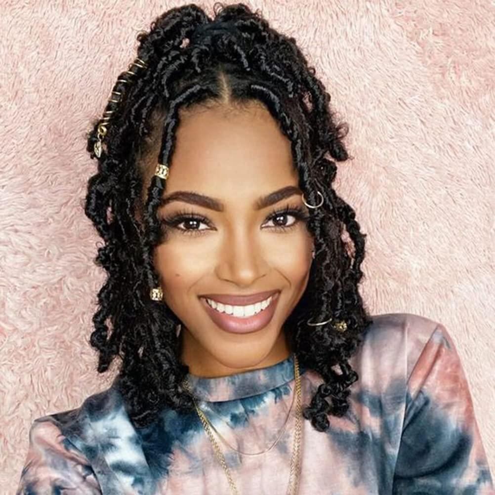 Black Bob With Loose Curls And Accessories — Loc Bob