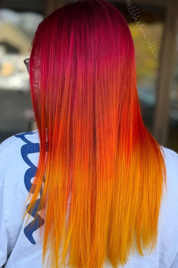 Magenta To Orange Ombr Visual Idea Magenta To Orange Ombr Visual Idea — Vivid Hair Colors