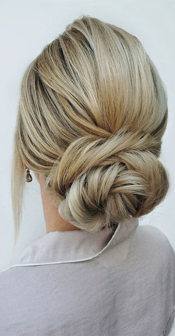 Smooth Twisted Low Bun Smooth Twisted Low Bun — Wedding Hairstyles for Thin Hair