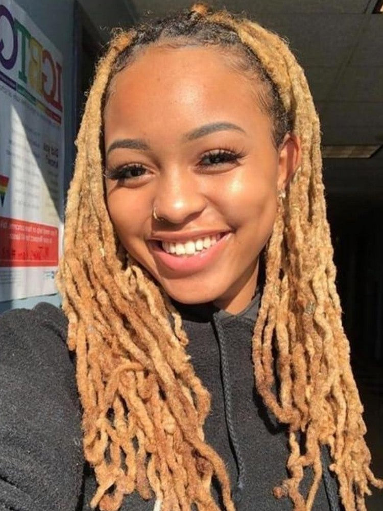 Mid-Back Wavy Locs Honey Brown — Honey Blonde Locs