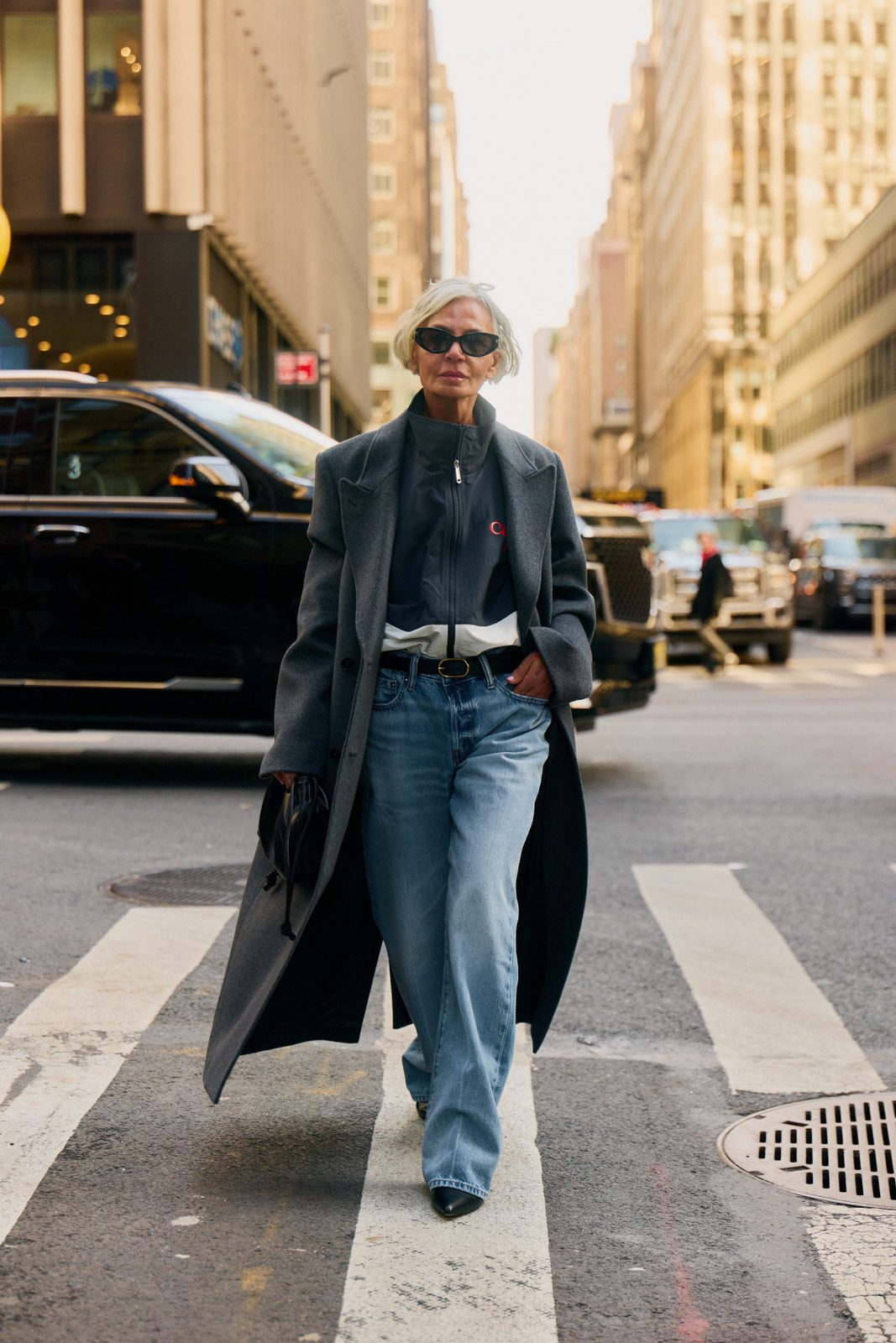 Sophisticated Layering: Long Coat and Straight Jeans — Outfits for Rectangle Shape