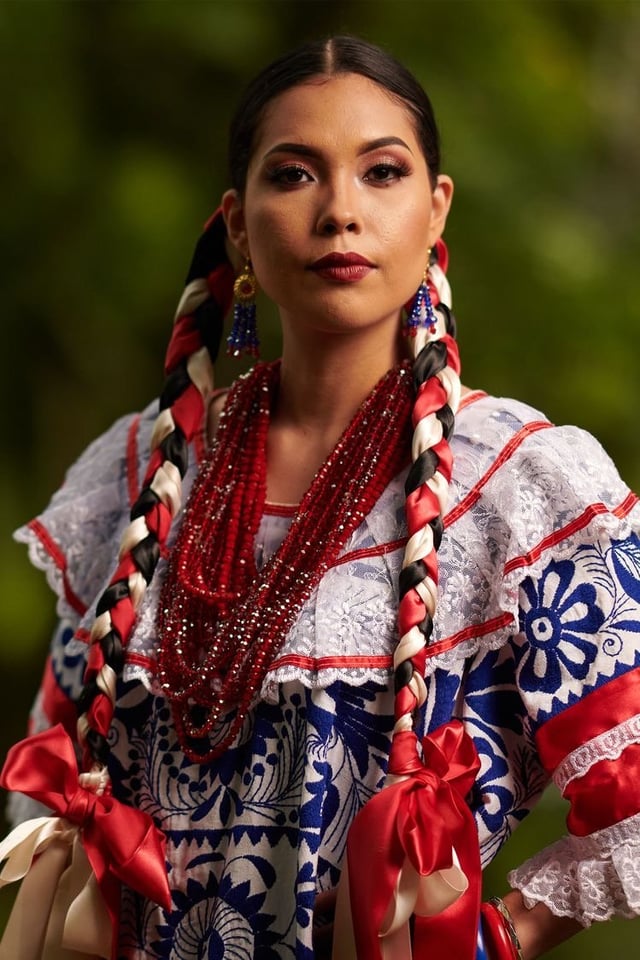 Braids With Black, White, Red Ribbons and Bows Braids With Black, White, Red Ribbons and Bows — Mexican Hairstyles