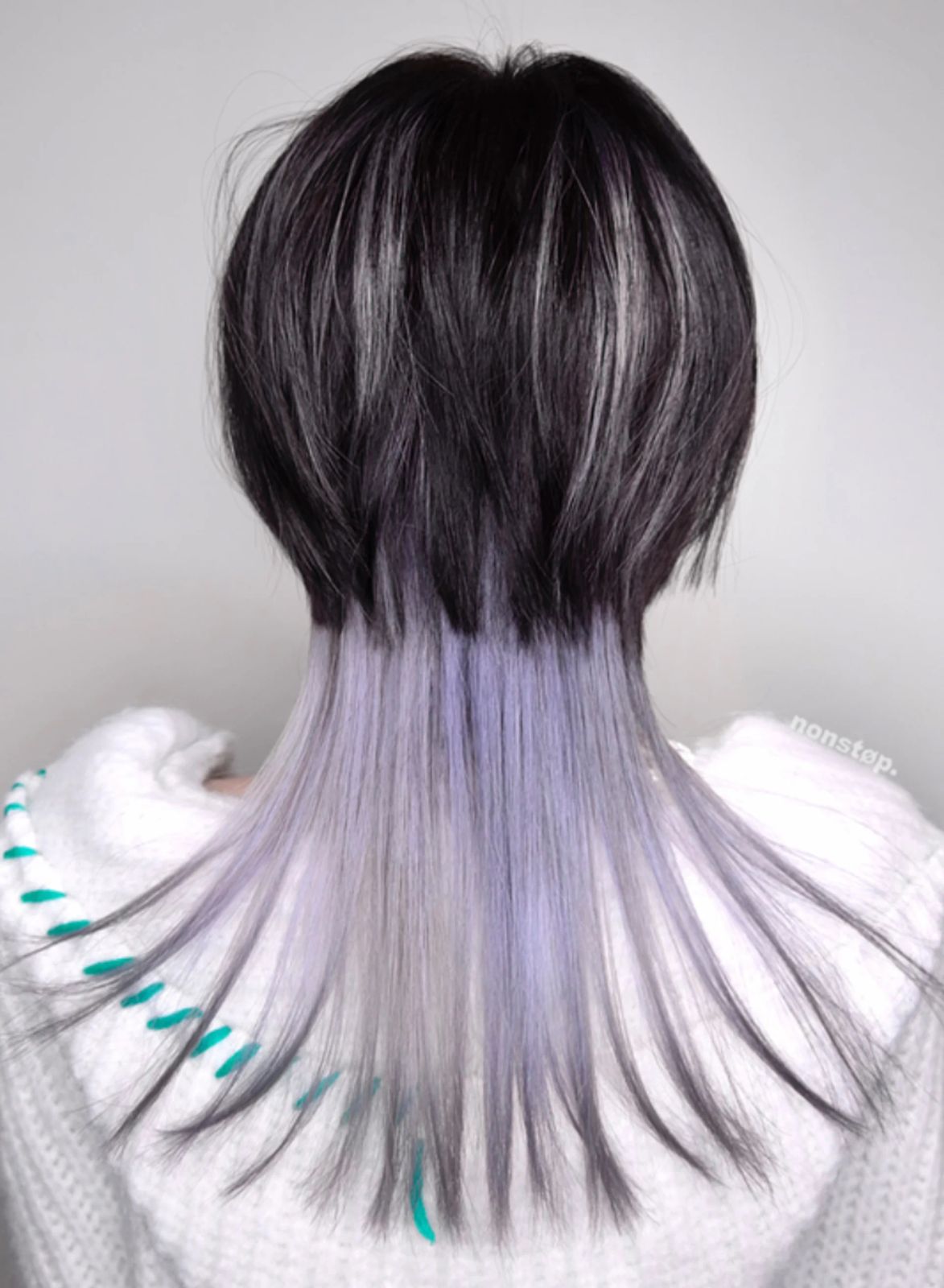 Black Base With Lavender Grey Ends — Jellyfish Haircut