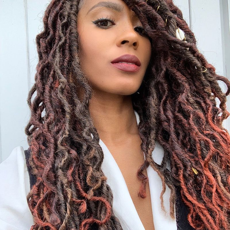 Faux Locs with Red, Brown, and Copper Tones Faux Locs with Red, Brown, and Copper Tones — Red Locs