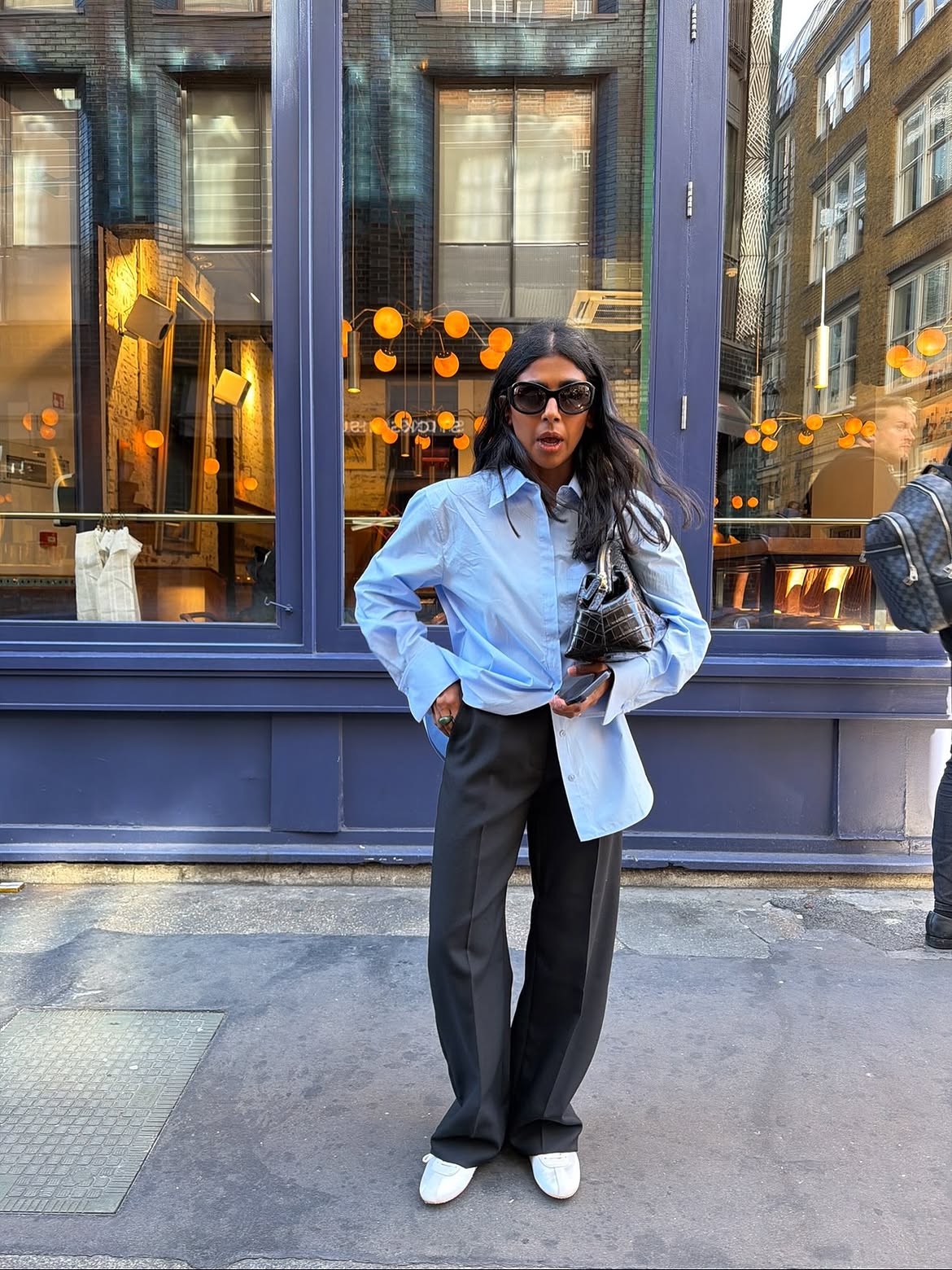 White Ballet Flats Outfit Idea — Oversized Shirt Outfits