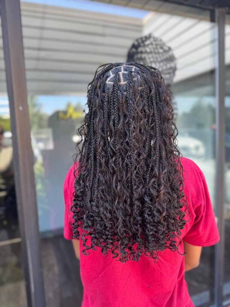 Medium Black Braids With Defined Curls — Bora Bora Braids