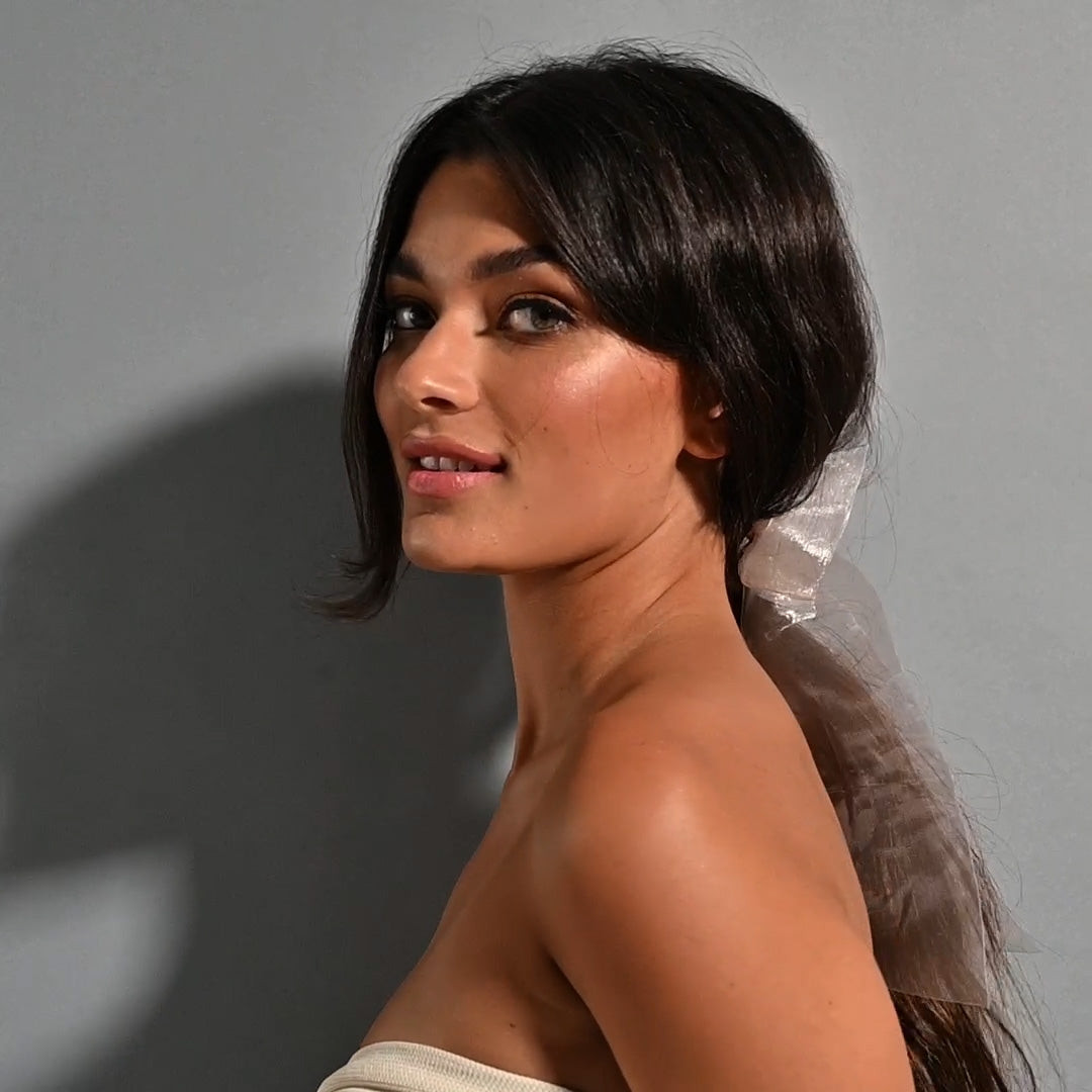 Side View Ponytail With Sheer Bow Side View Ponytail With Sheer Bow — Hair Bow Ponytail